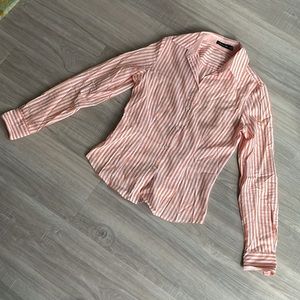 Orange and White Women’s Banana Republic Button Down Shirt Size XS